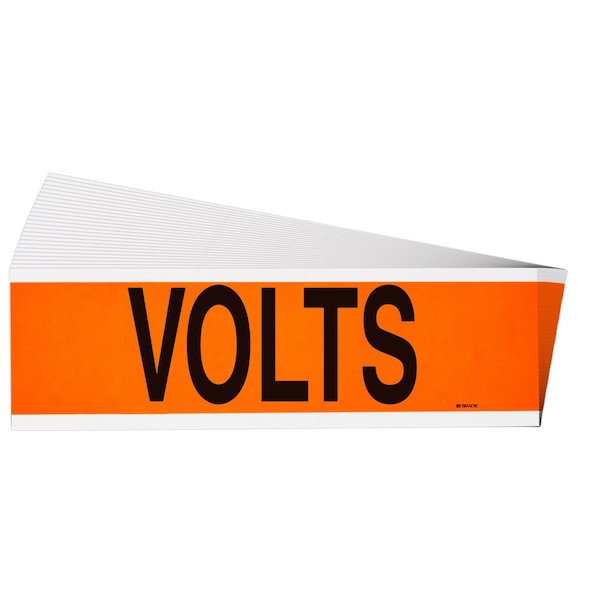 Brady Volts Conduit and Voltage Lbls 2.25 in H x 9 in W BK on OR 25/PK 152345 - main